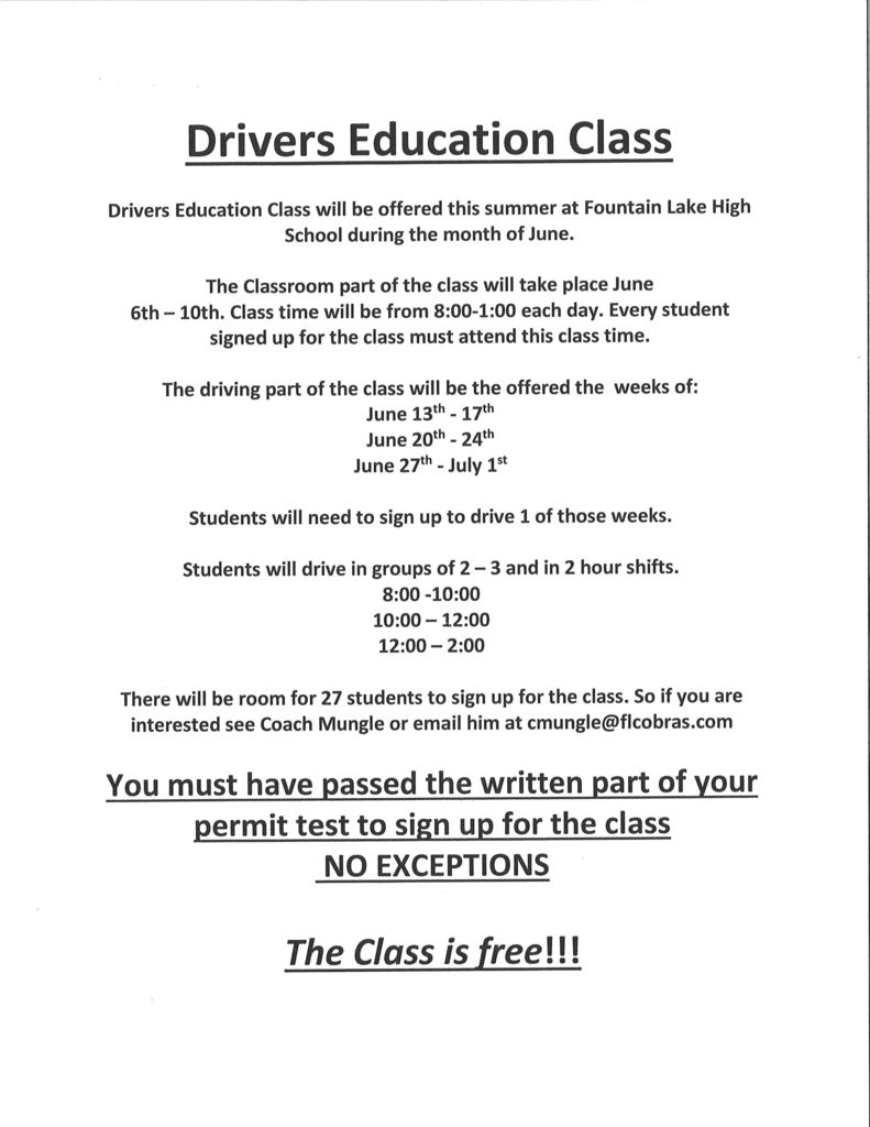 Drivers Ed Info