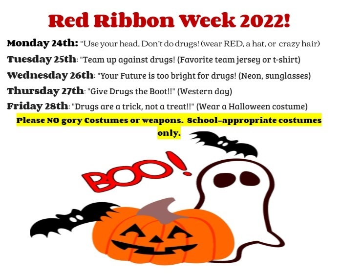 Dress up day information along with bats, a ghost, and jack-o-lantern